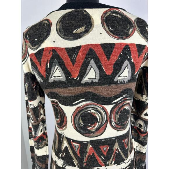 NWT Aryeh Size Medium Sweater Dress Abstract Orange Rust Midi Retro Boho Artsy - Picture 6 of 12